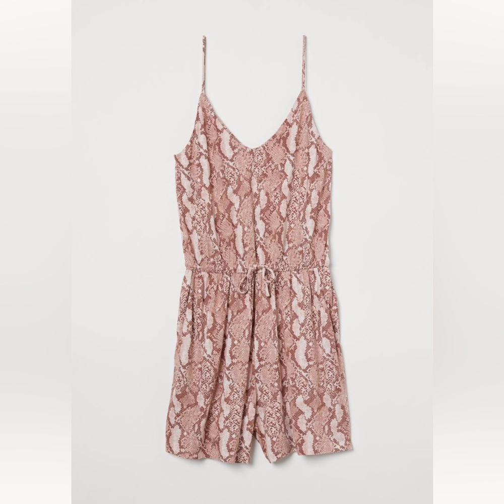 H&M Powder Pink/ Snakeskin-Pattern Jersey Playsuit - Picture 1 of 5